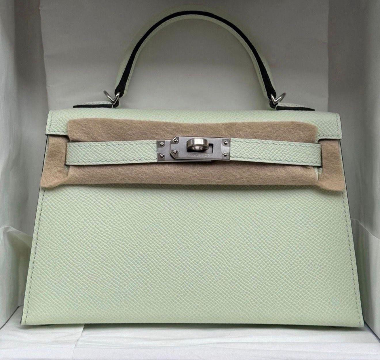 Hermes Mini Kelly 20 Vert Fizz Epsom Palladium hardware