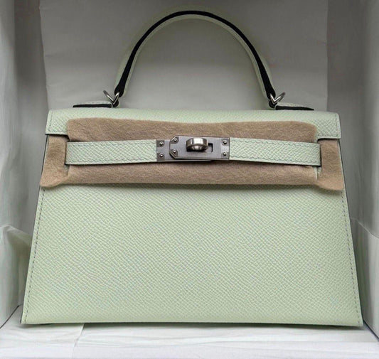 Hermes Mini Kelly 20 Vert Fizz Epsom Palladium hardware