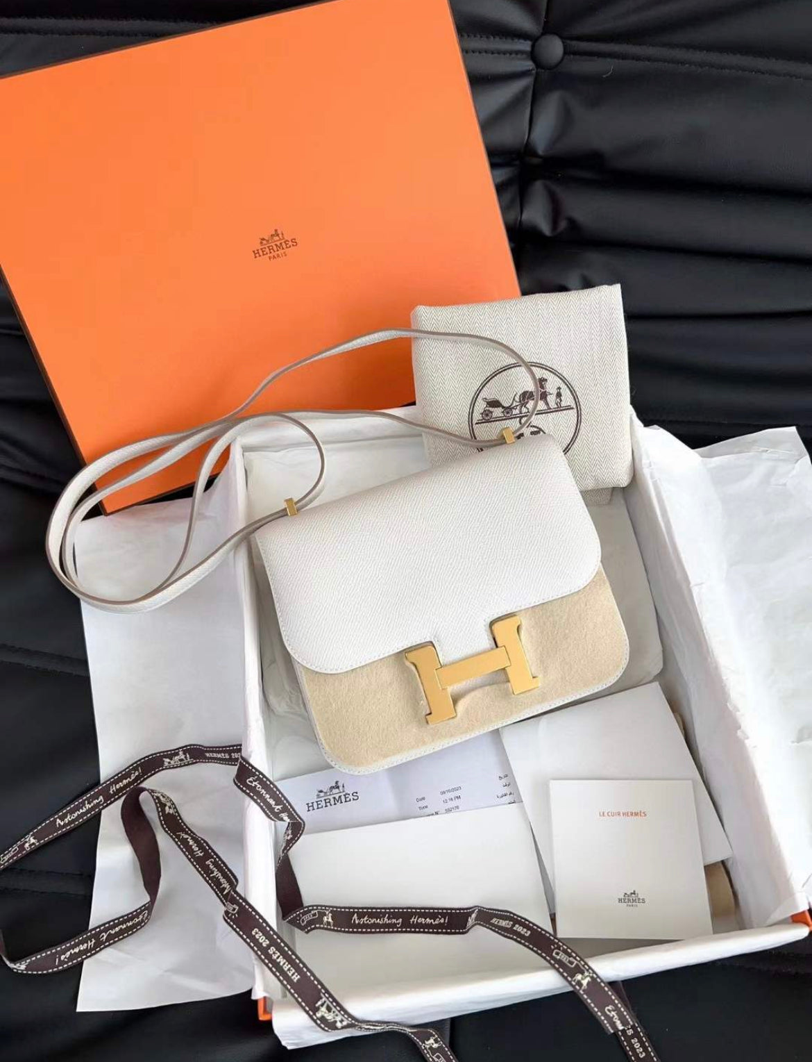 Hermès Constance 19 Craie Epsom Gold Hardware