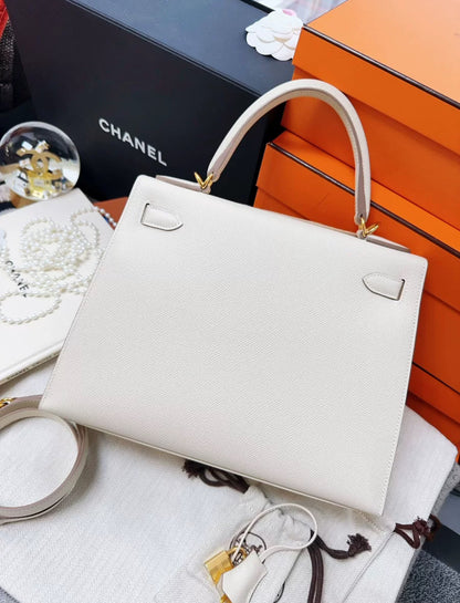 Hermes Kelly 28 Ecru Epsom Leather Gold Hardware