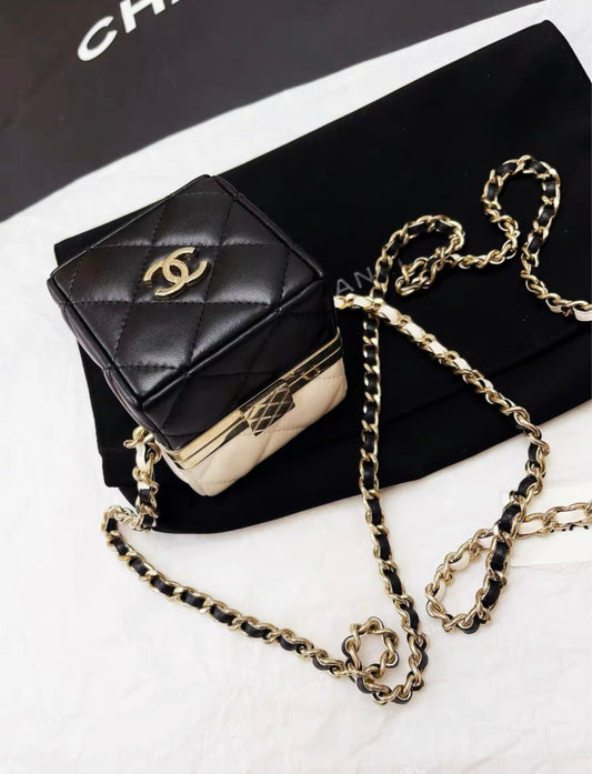 Chanel 23C black and white spell dice evening bag