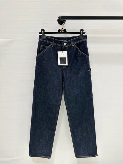 Chanel 26B classic logo embroidered jeans, denim color