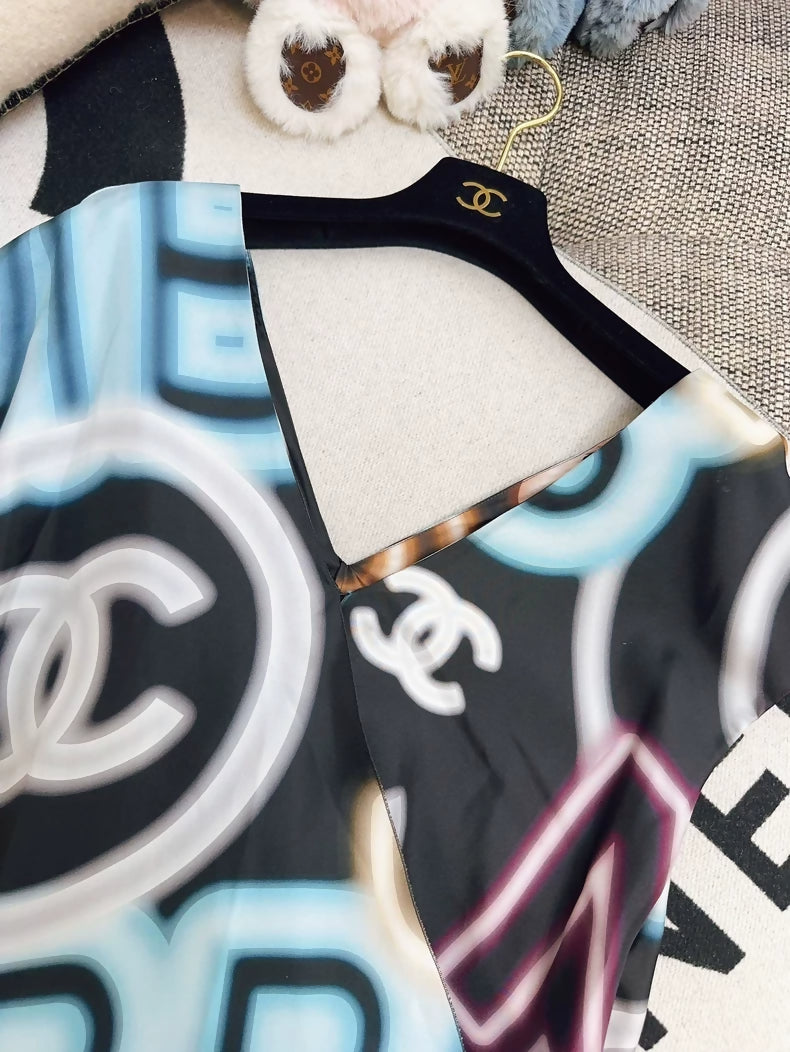 Chanel 21S neon CC logo dress