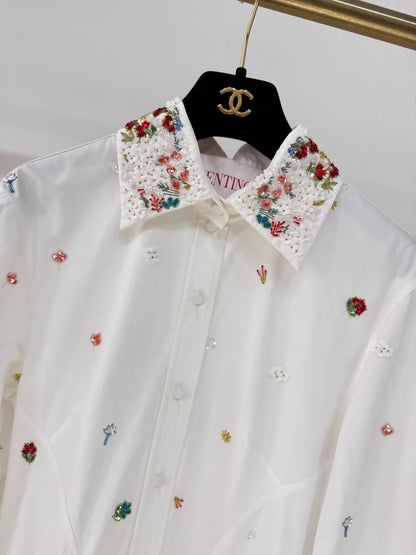 Valentino bow-embellished, rhinestone-studded, long silk and wool dress,