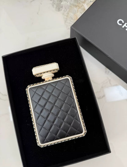 Chanel 22S limited edition White Quilted Leather Perfume Bottle Minaudiere Gold Hardware