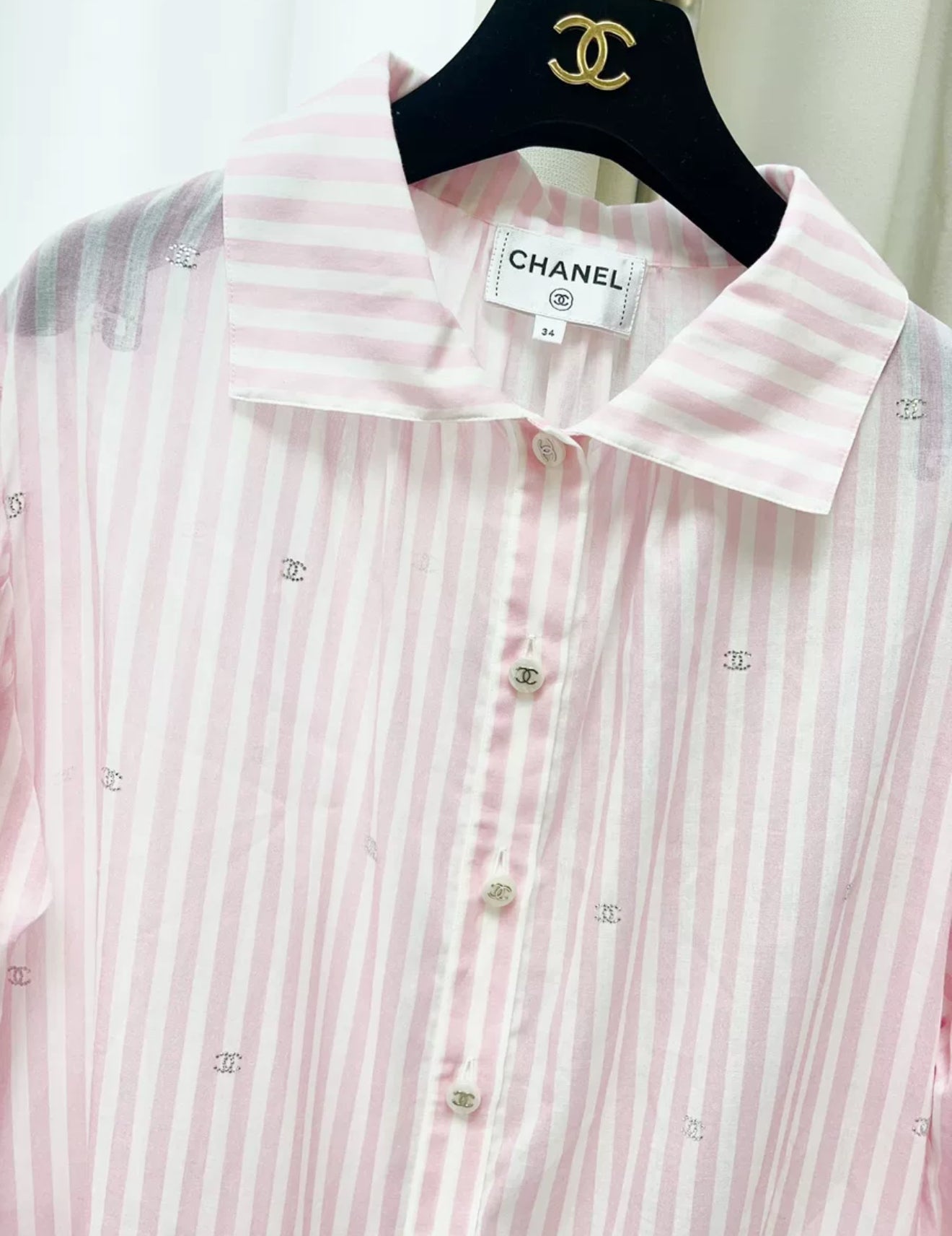 Chanel 24M Coco beach pink and white shirt Dress