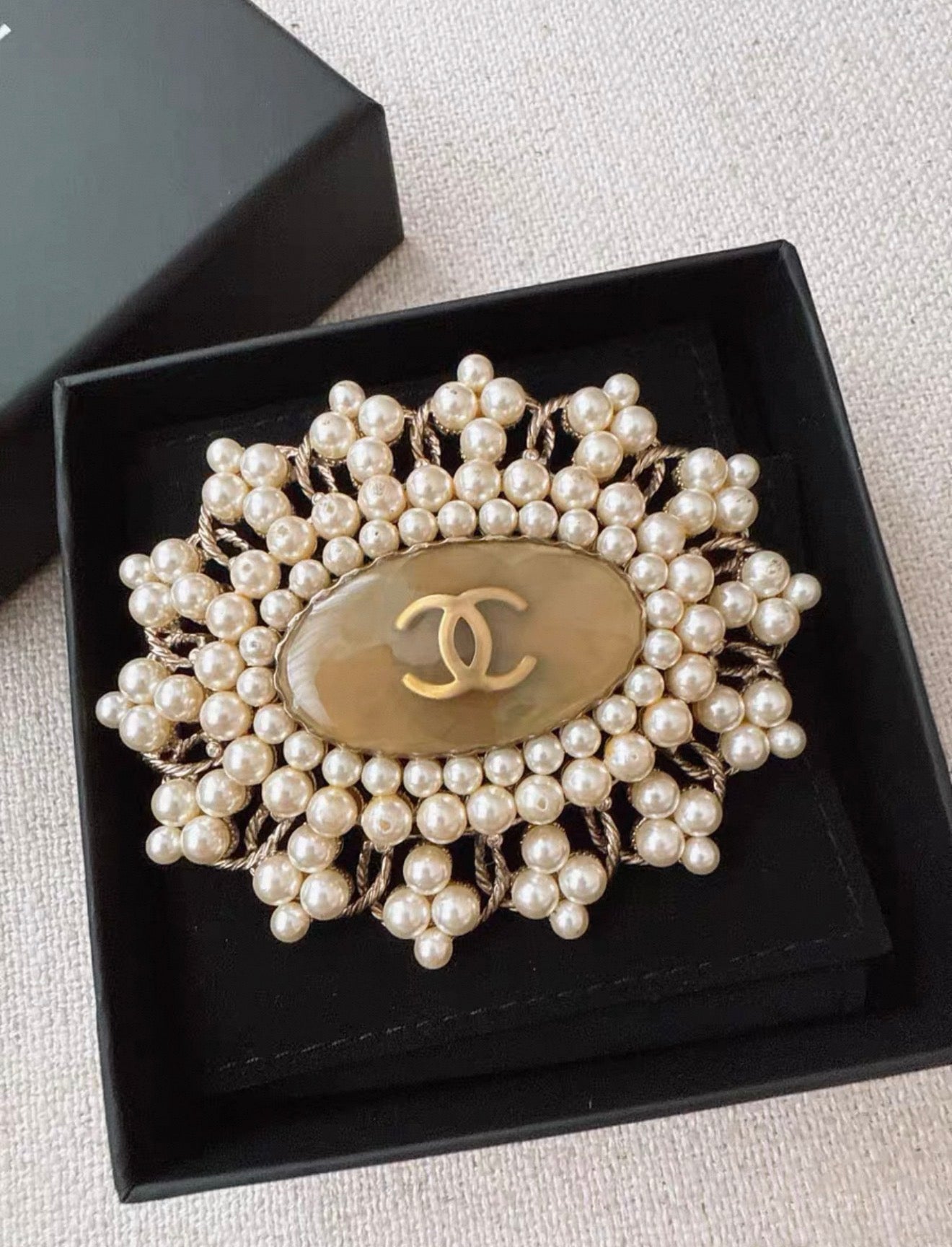 Chanel Double C Pearl Vintage Brooch