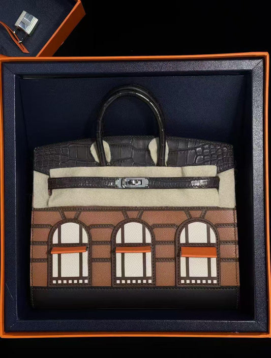 HERMÈS BIRKIN 20 SELLIER FAUBOURG HOUSE BLACK MATTE ALLIGATOR PALLADIUM HARDWARE