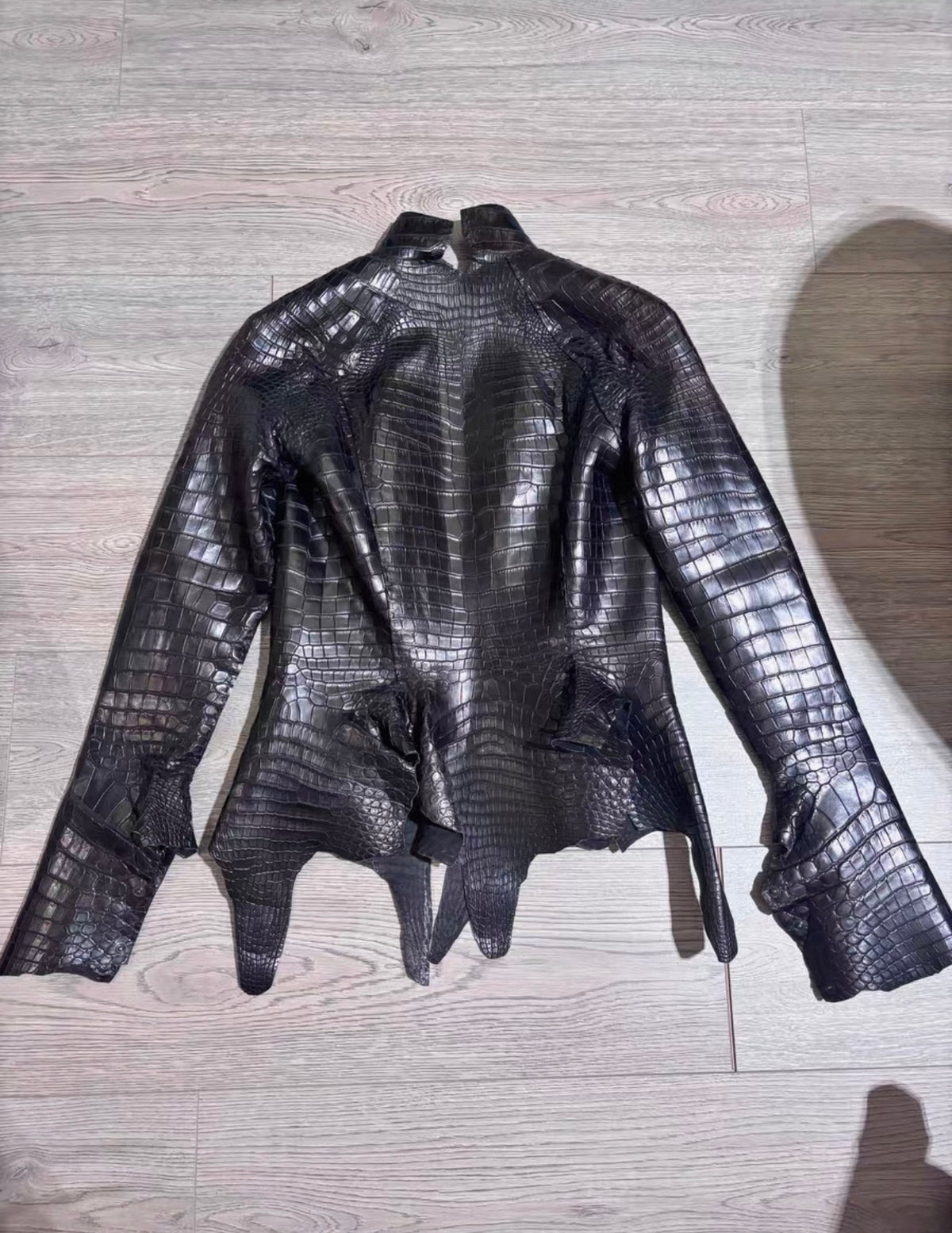 Hermes 2004 Matte Black Porosus crocodile leather jacket by Jean Paul Gaultier (ultra rare - archival - Museum piece)