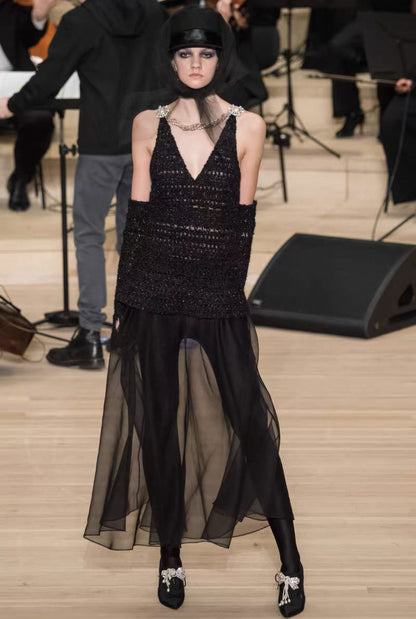 Chanel 18A black long dress