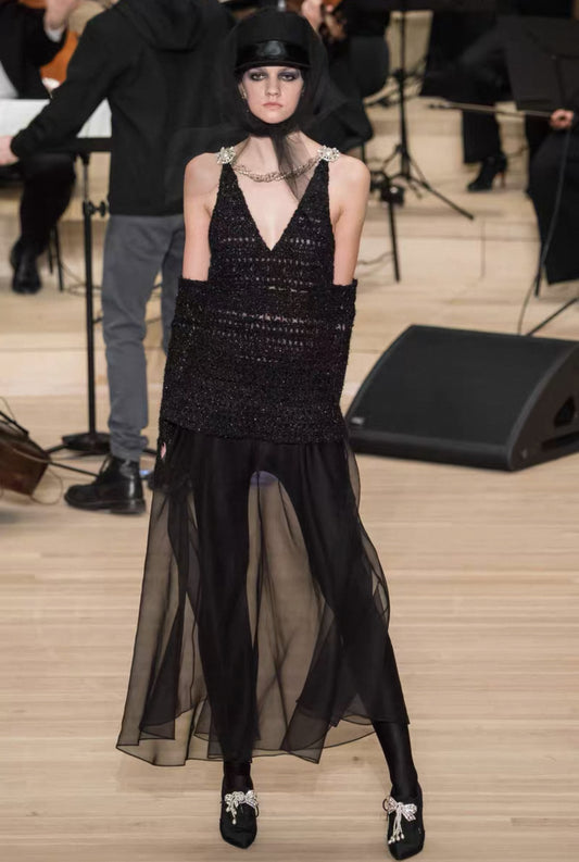 Chanel 18A black long dress