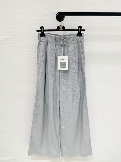 Chanel 24P striped logo wide-leg trousers