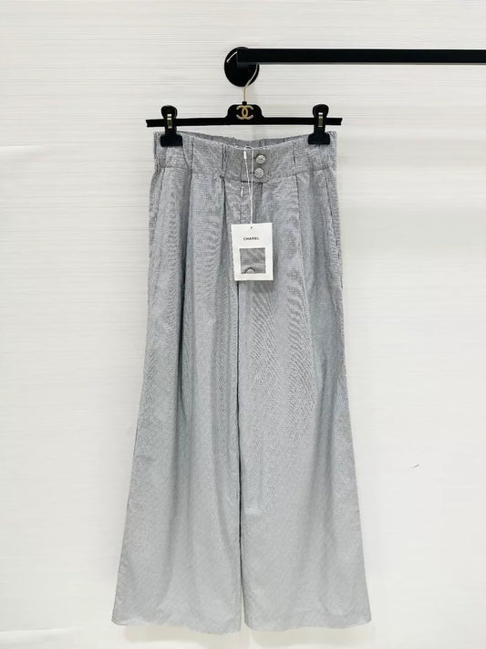 Chanel 24P striped logo wide-leg trousers