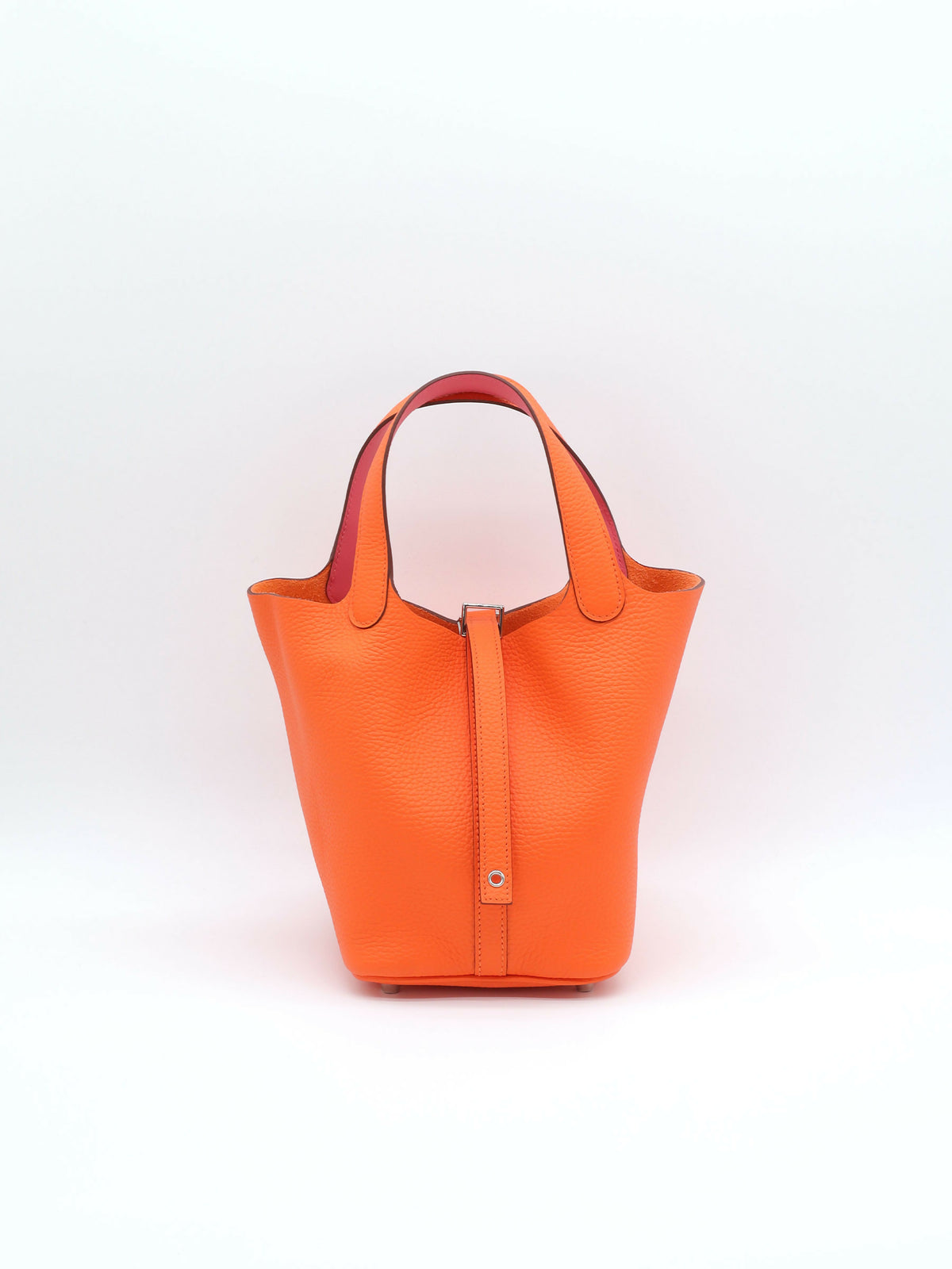 Hermès Picotin 18 Éclat Clemence / Swift Orange Minium / Rose Azalée PHW W 2024