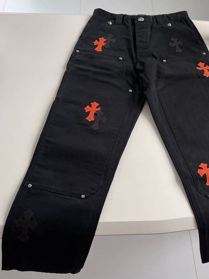 Chrome Hearts black orange cargo pants