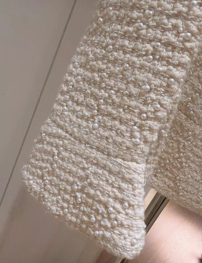 Chanel 18A ecru pearl tweed jacket