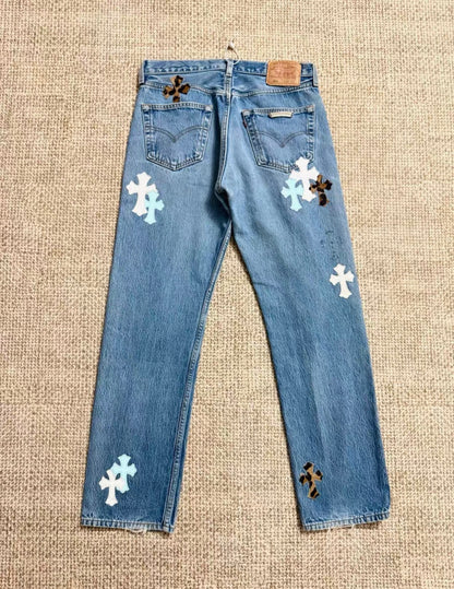 Chrome Hearts St. Barth Limited Edition Light Blue Levi's Jeans