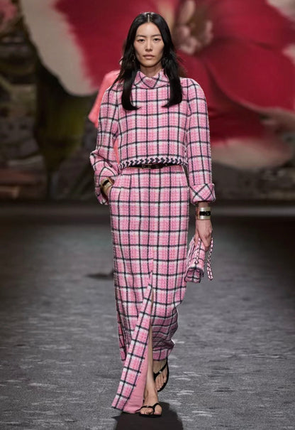 Chanel 24S Black and Pink Top and Skirt Set