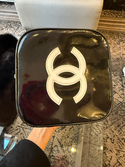Chanel 1995 Black Patent Rhinestone Vanity Mirror Case — Ultra Rare Collector’s Piece