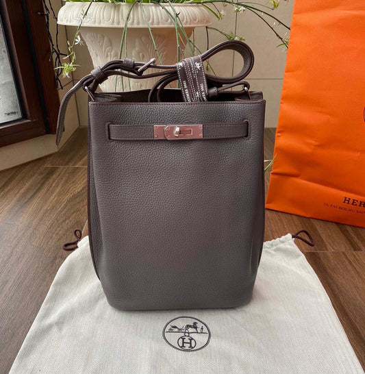 Hermes so Kelly 22 brown Togo leather palladium hardware