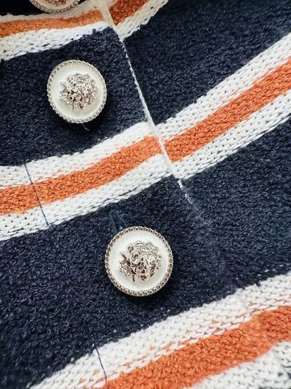 Chanel 26C striped knit polo shirt top