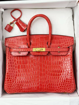 Hermes Birkin 25 bougainvillea shiny porosus gold hardware