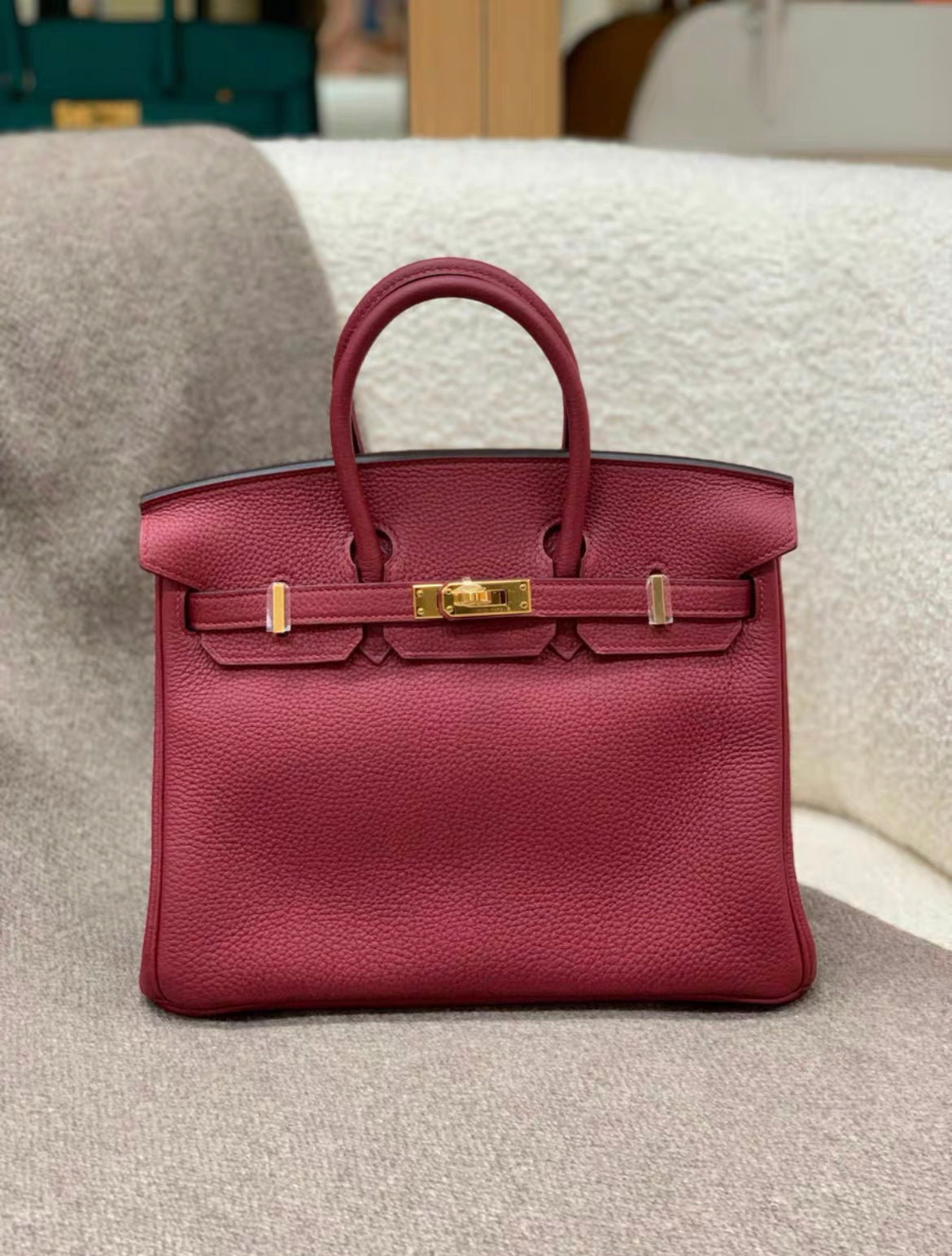 Hermès Birkin 25 Burgundy Togo Leather Gold Hardware