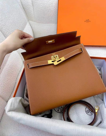 Hermes Kelly 28 Sellier Gold Epsom Gold Hardware