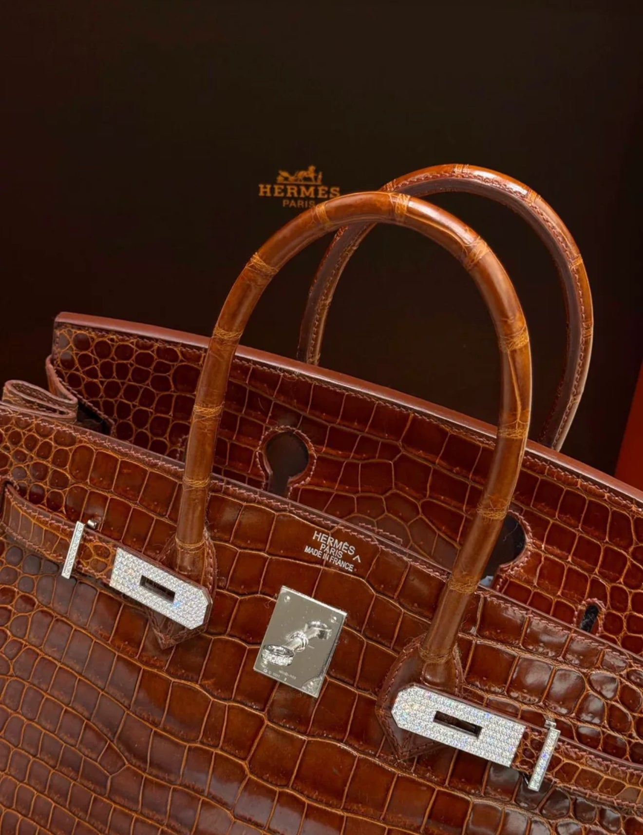 Hermes Birkin 35 Miel Honey Brown Shinny Crocodile Leather with
