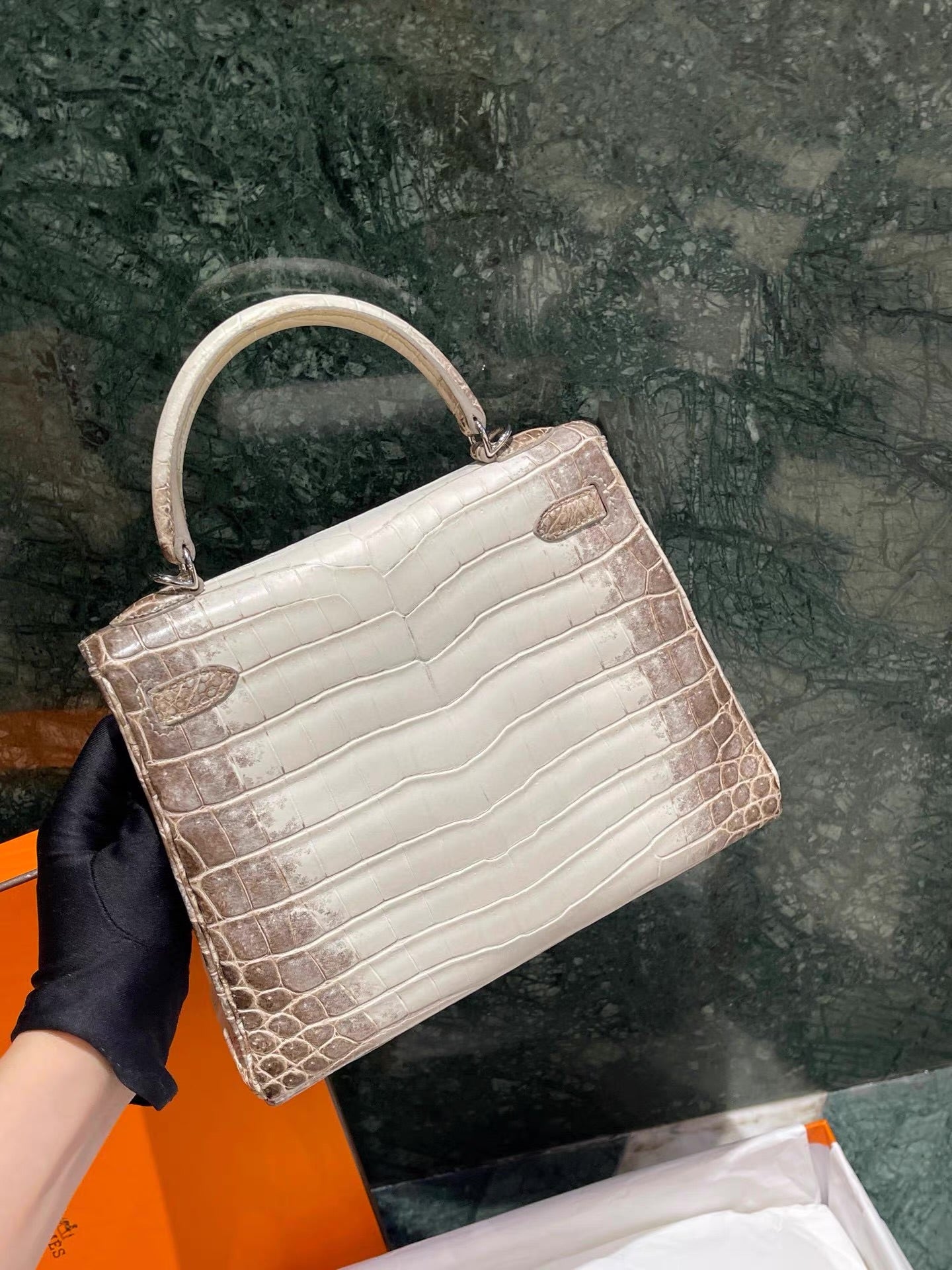 Hermès Kelly 25 Himalaya Crocodile Palladium Hardware
