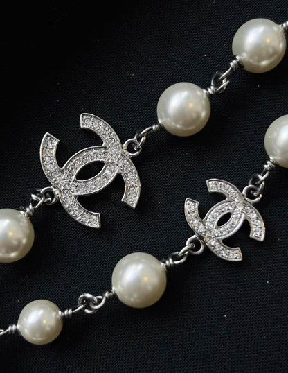 Chanel 19 CC Crystal Pearl Long Logo Necklace