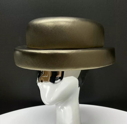 Chanel 16k Golden Metallic Lambskin Boater Hat