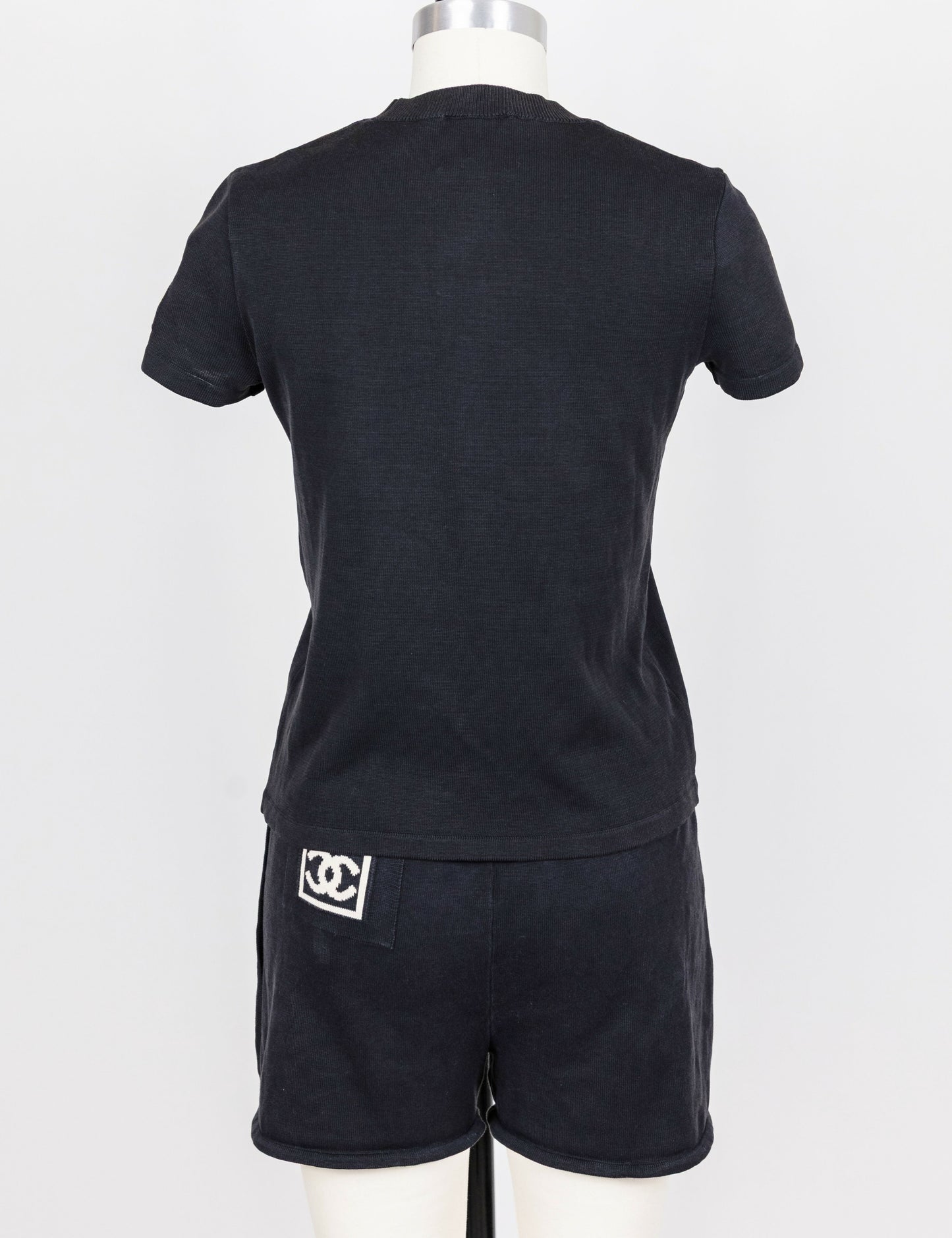 Chanel 2003 Vintage Navy Blue Knit Logo Lounge Set