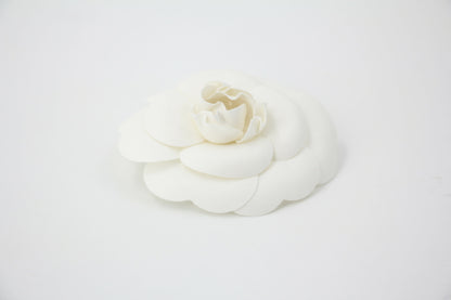 Chanel Vintage 81-85 White Silk Camellia Brooch