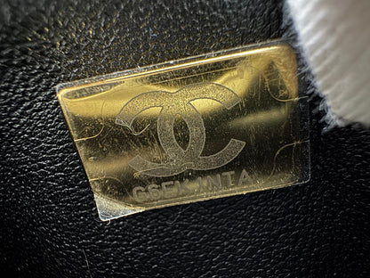 Chanel 2022 Beech Wood and Black Lambskin CC Vanity Case Brushed Gold Hardware