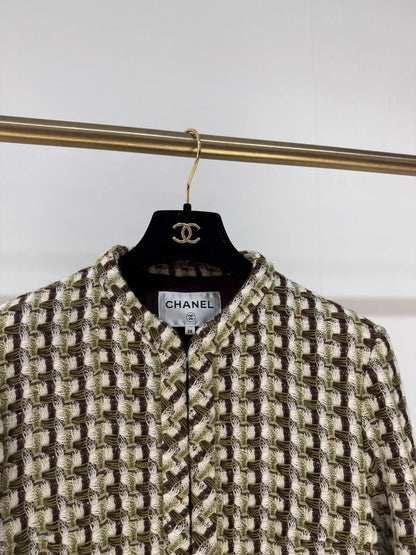 Chanel 23A green tweed jacket