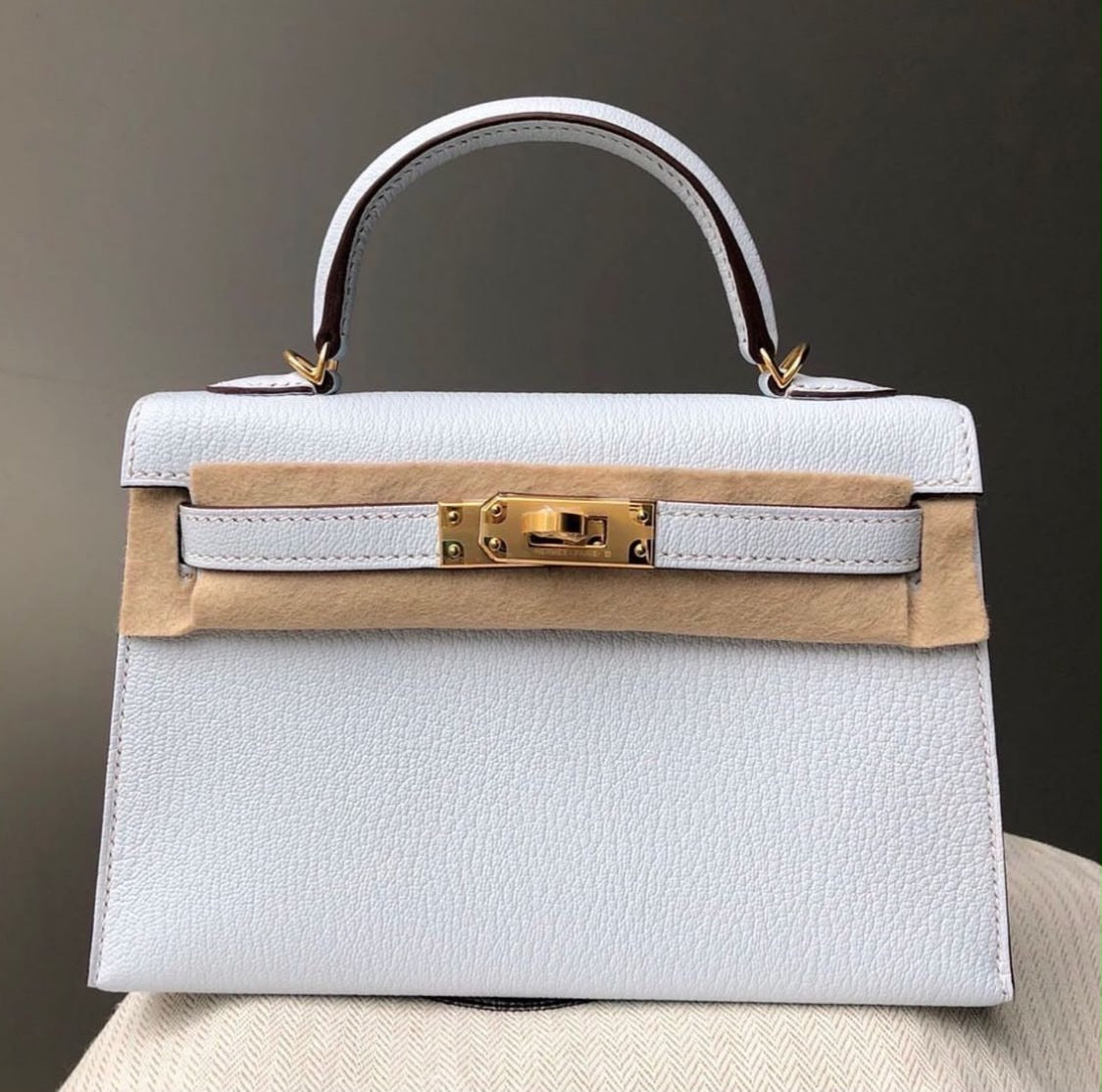 Hermès Mini Kelly 20 blue brume Chevre leather gold hardwarel