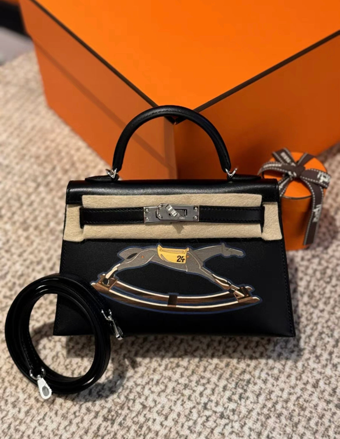 Limited edition Hermes mini kelly 2 Cheval De Bois Palladium Hardware