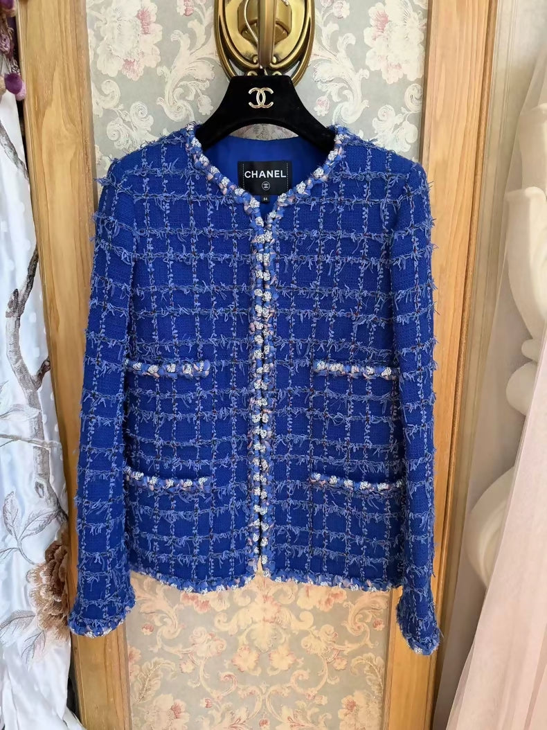 Chanel 23C blue four-pocket jacket