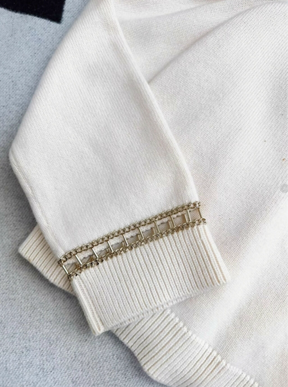 Chanel off-the-shoulder ecru knitted top