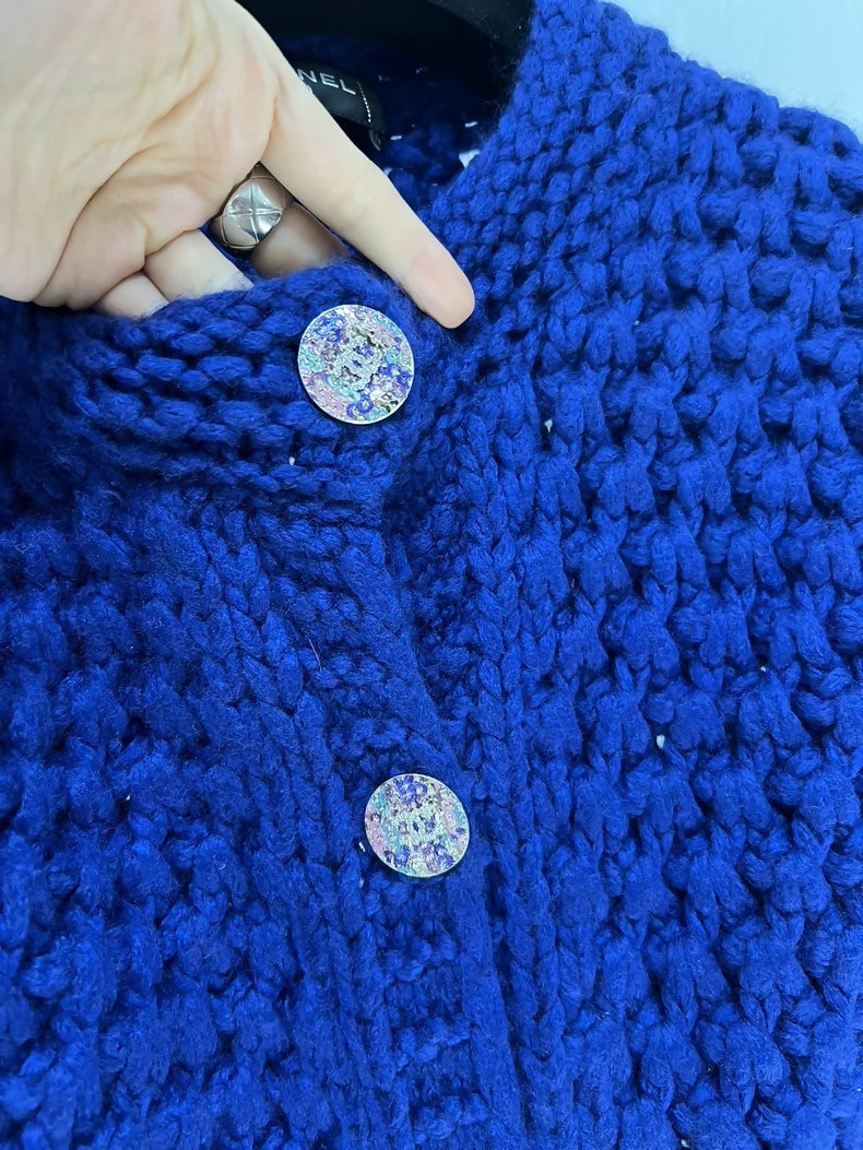 Chanel 22A Royal Blue Knit Cardigan