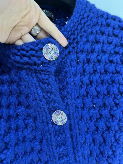 Chanel 22A Royal Blue Knit Cardigan