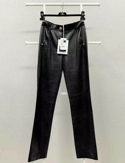 Chanel 19A Black Leather Pants