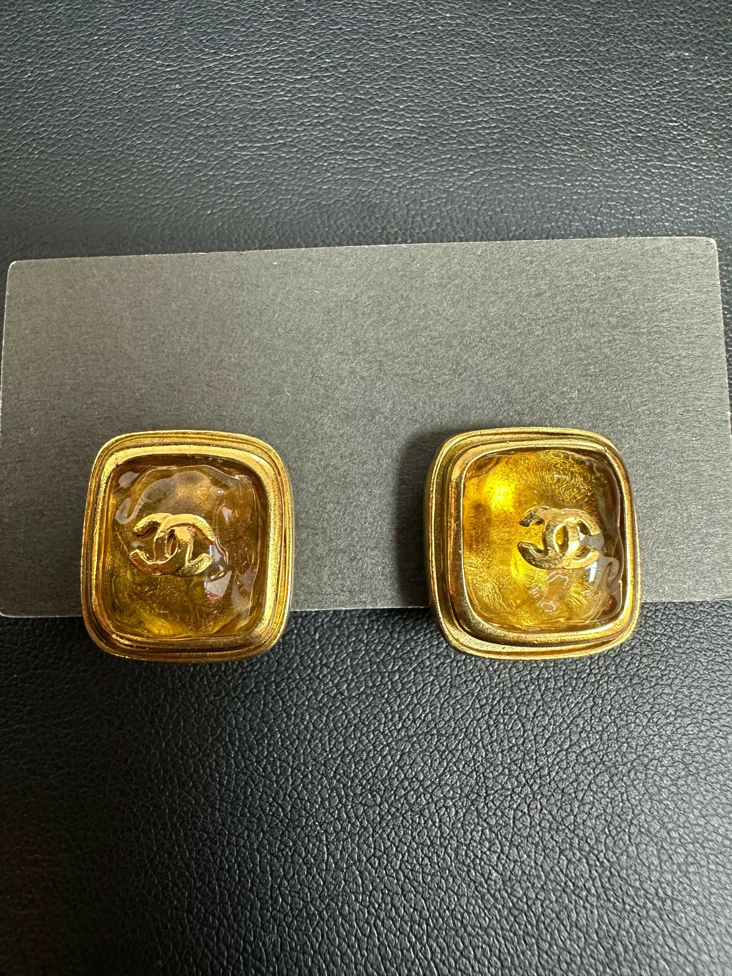 Chanel Vintage 99 Gold-Plated Yellow Amber Clip-on Earrings