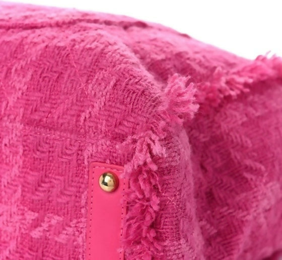 Chanel 19K Large Giant Logo Pink Tweed Shopping Tote Bag GHW