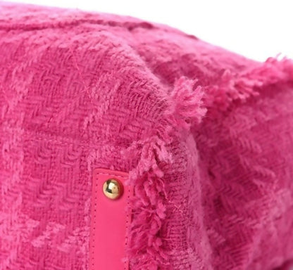 Chanel 19K Large Giant Logo Pink Tweed Shopping Tote Bag GHW