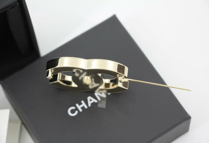 Chanel B23C Enamel Black and White Two-Tone CC Brooch