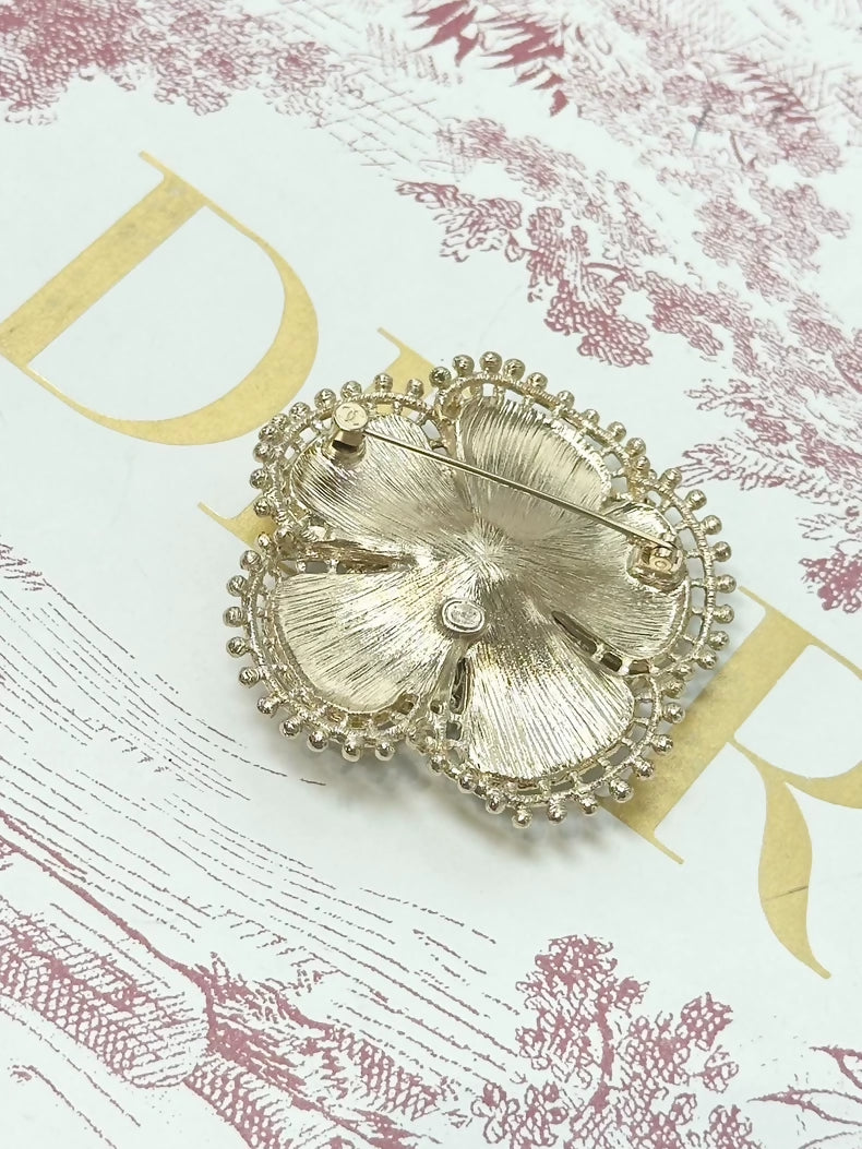 Chanel 23 champagne gold pearl camellia brooch