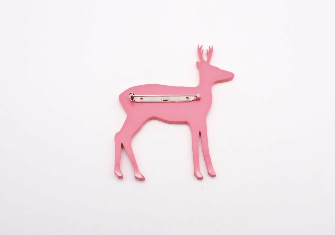 Chanel Vintage 01A Resin Peach Pink Deer CC Logo Brooch