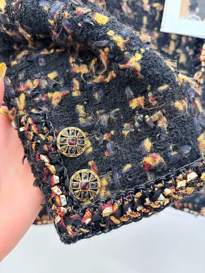Chanel 19A Black and Gold Egyptian Tweed Jacket